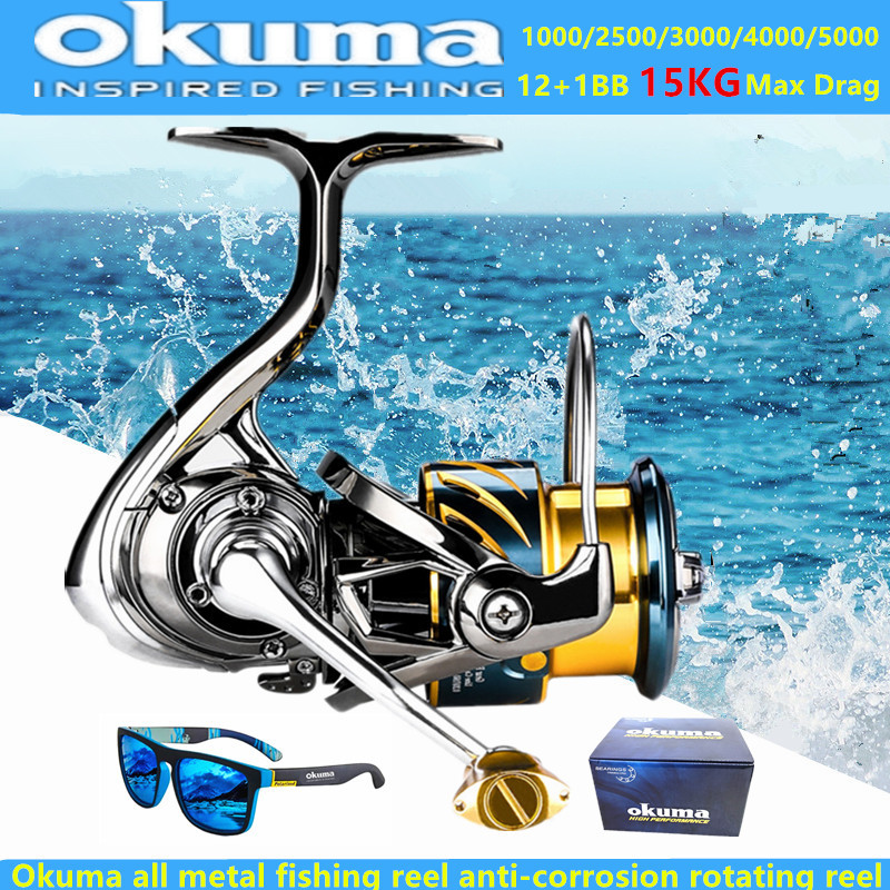 Daiwa Reel Fuego - Okuma Vollmetall-Angelrolle 12+1BB 15KG Max Bremskraft