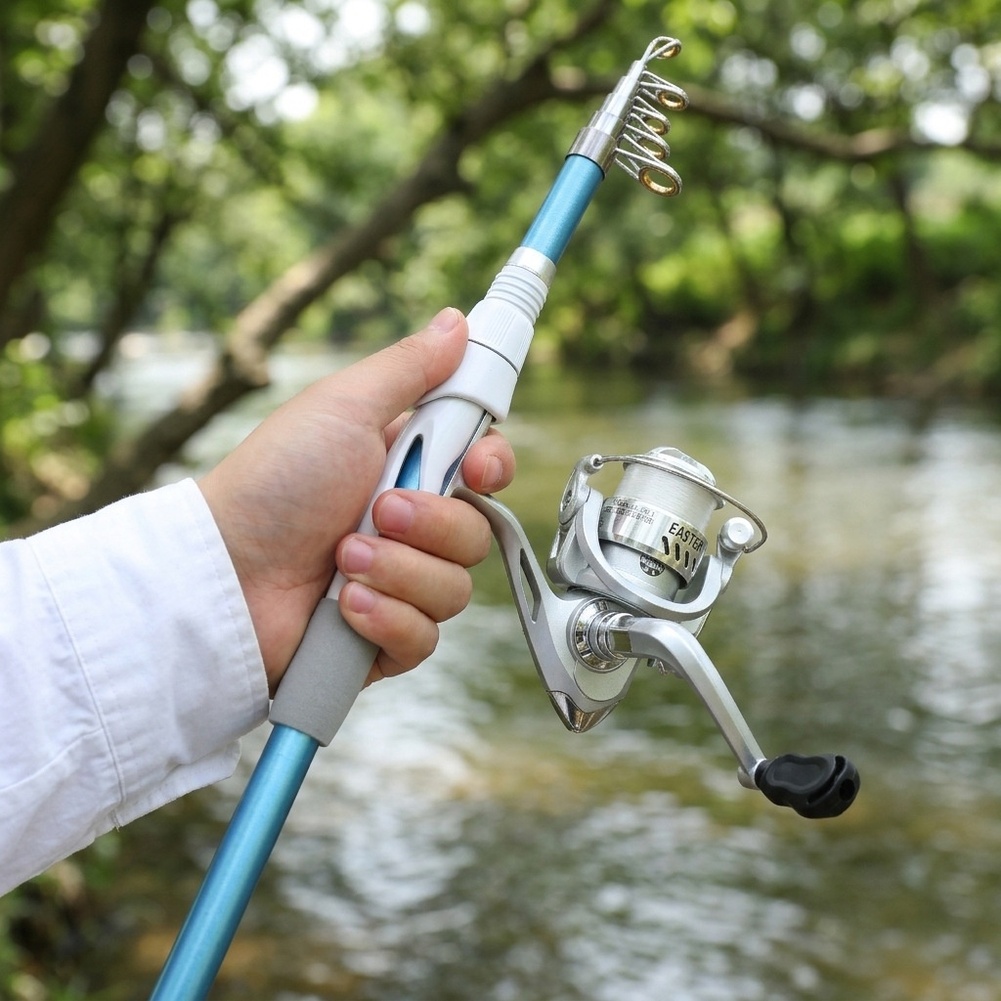 Blau-weiße 1,8 m lange Angelru – Fishing Rod Combo Bewertung und Preis
